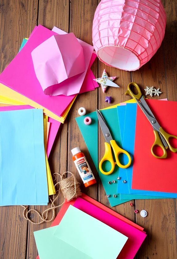 gather materials for lanterns