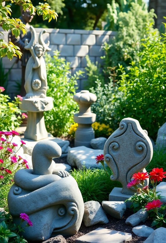 handcrafted garden stone sculptures