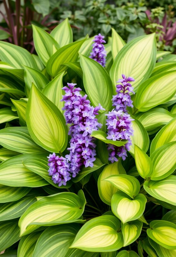 hostas colorful textured foliage