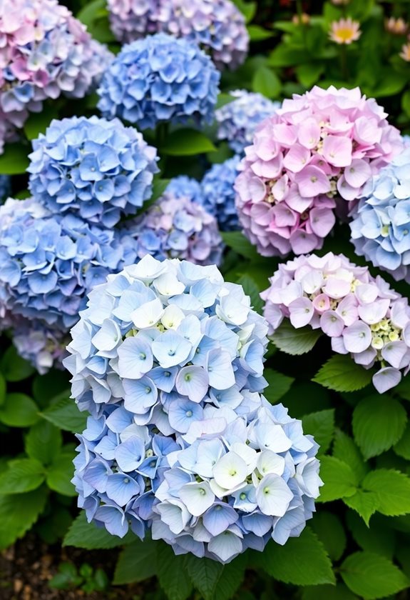 lush colorful hydrangea blooms