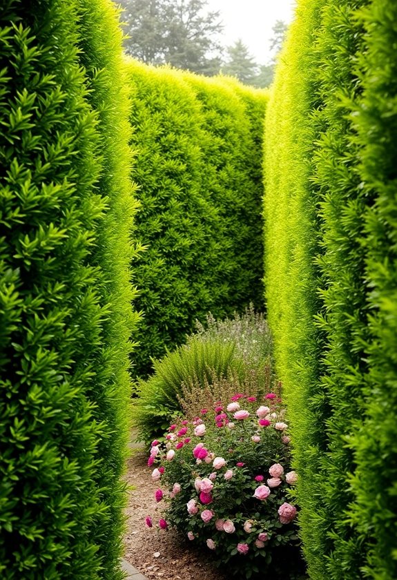 lush privacy through hedges