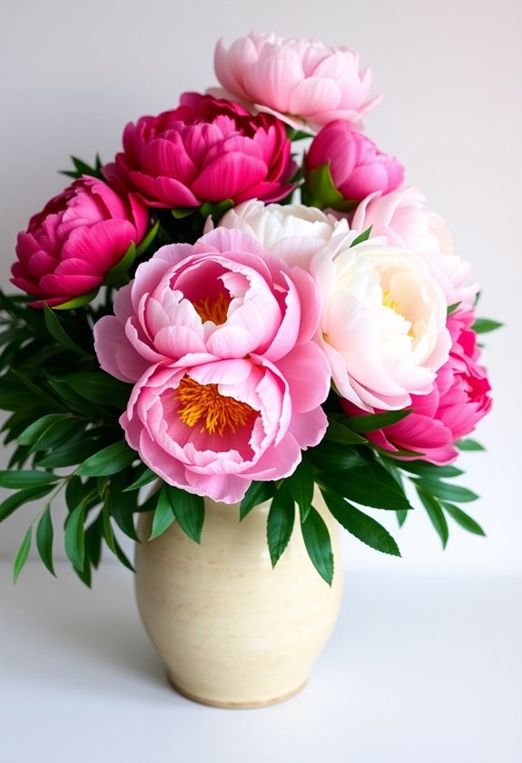 lush romantic peony arrangements