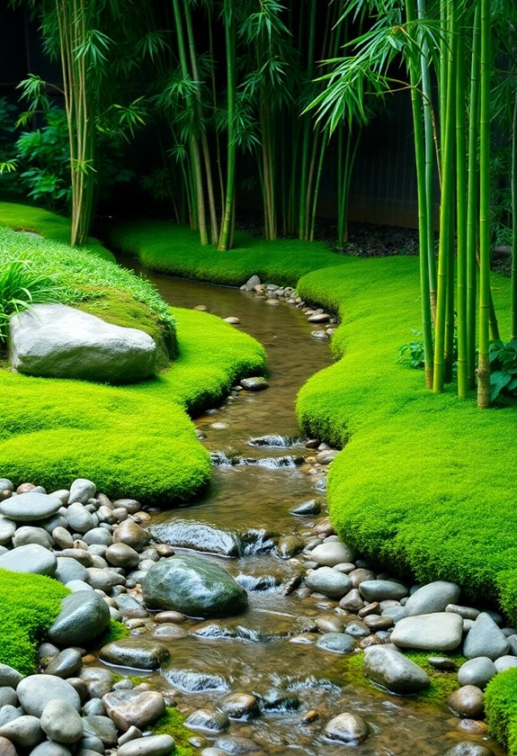 meandering stream garden tranquility