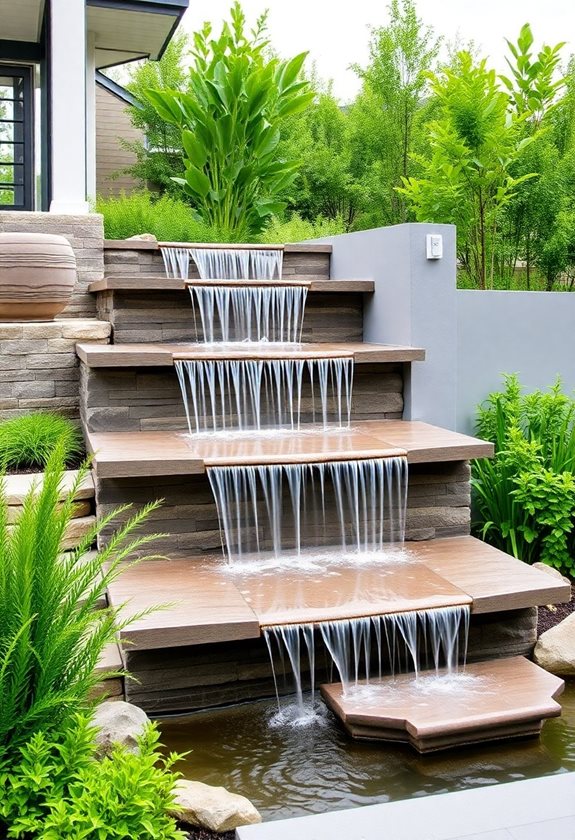 modern waterfall garden designs
