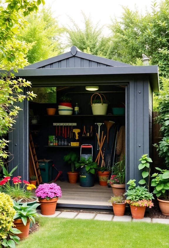 organized garden shed solutions