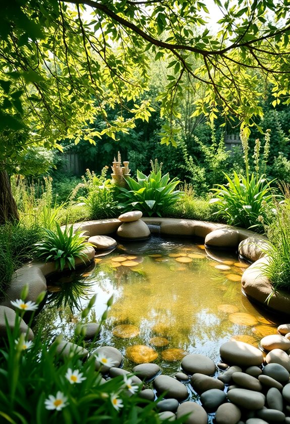 peaceful pondside garden sanctuary