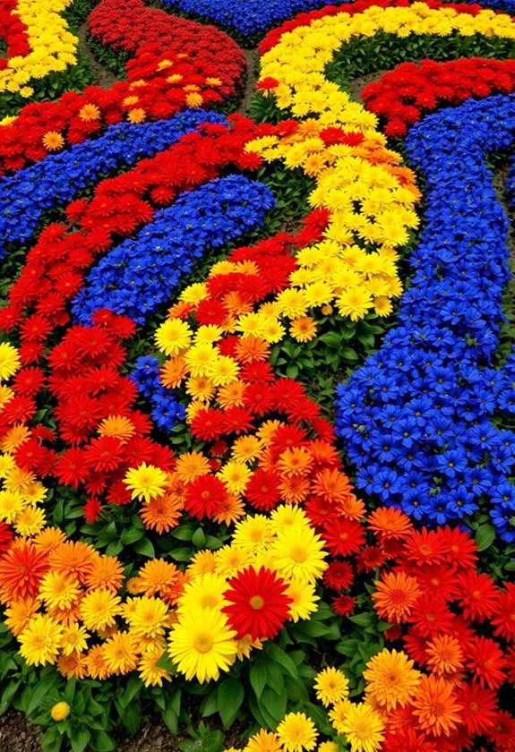 rainbow flower bed design