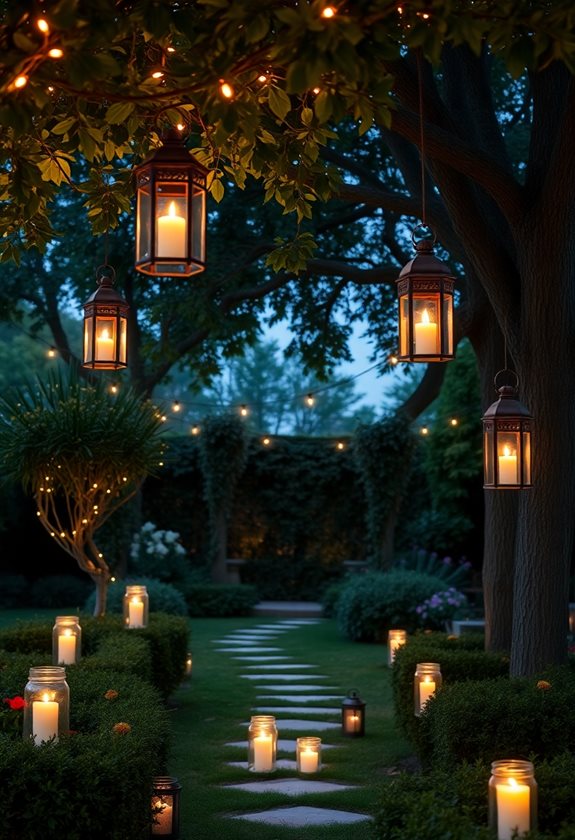 romantic garden candle lighting
