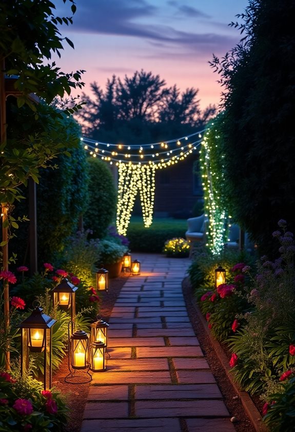 romantic garden pathway lighting