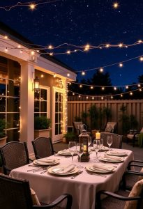 romantic outdoor dinner lighting