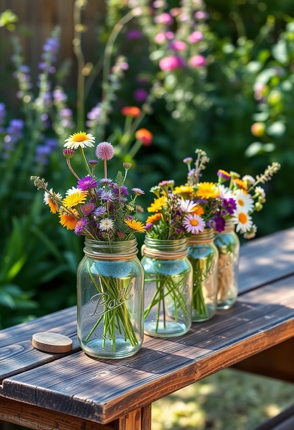 rustic mason jar flowers
