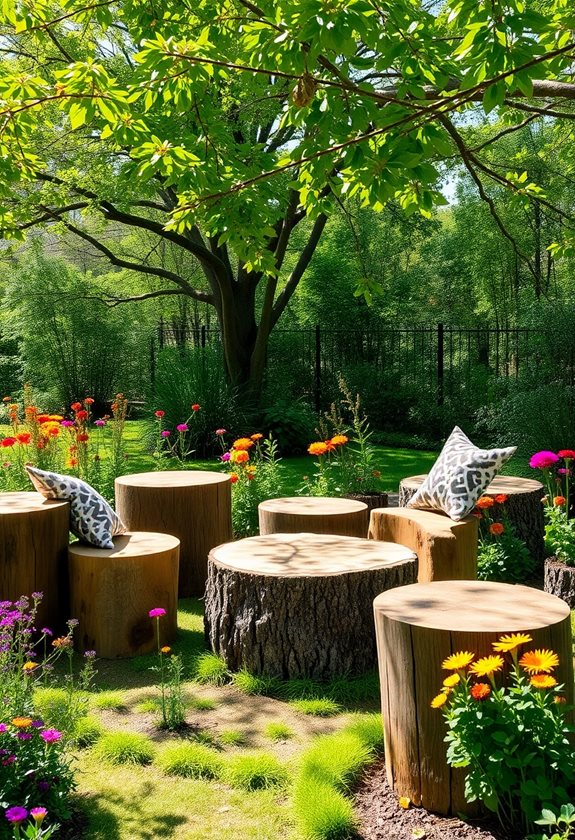 rustic seating with nature