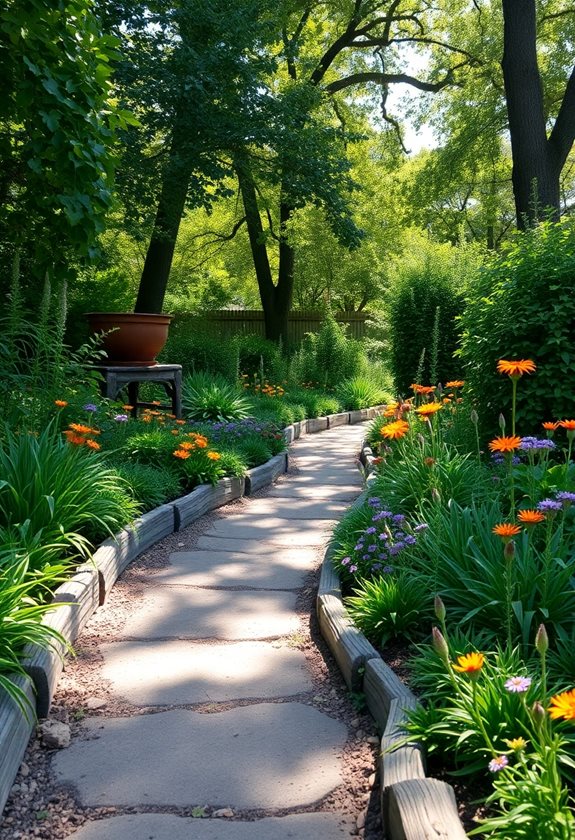 rustic timber garden edging