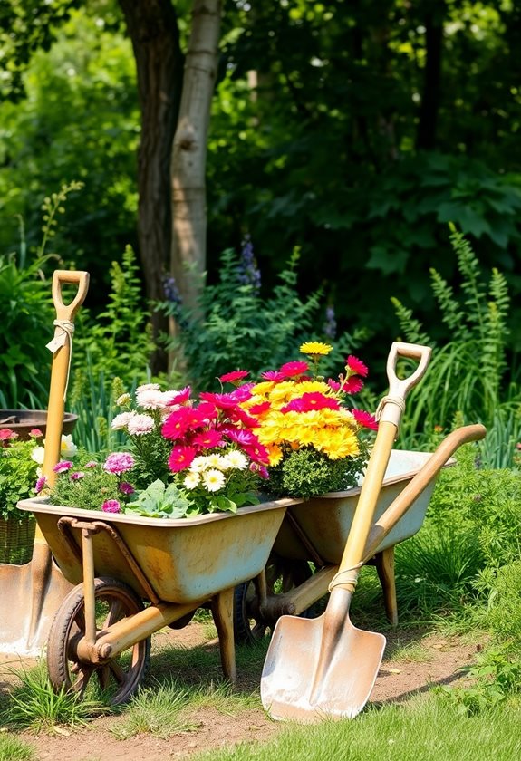 rustic tool planters creativity