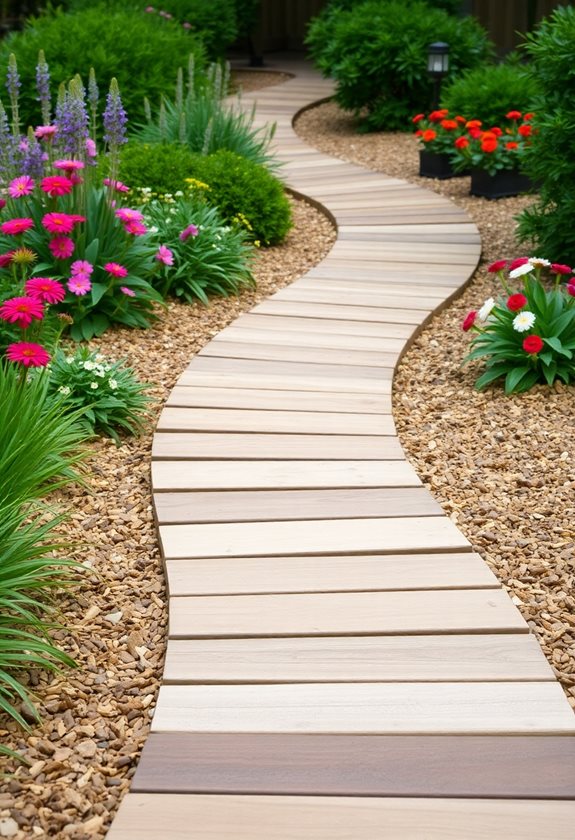 rustic wood garden pathways