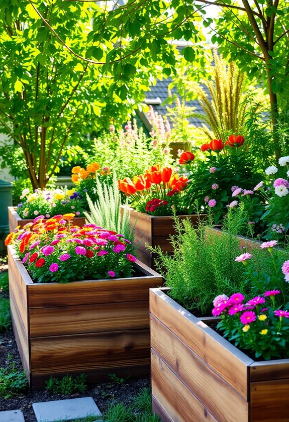 rustic wooden garden planters
