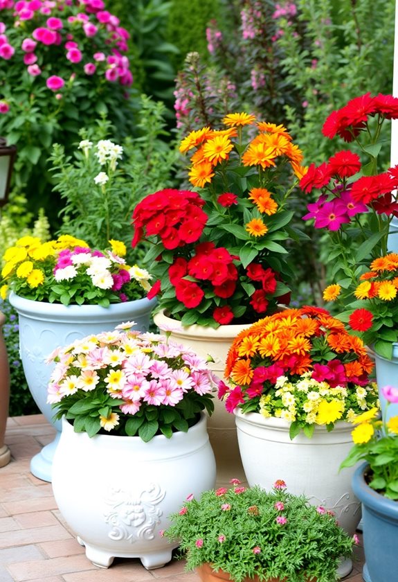 seasonal blooms in planters