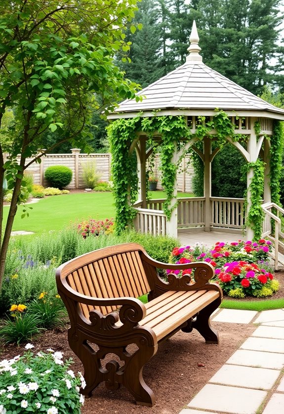 seating enhances garden aesthetics