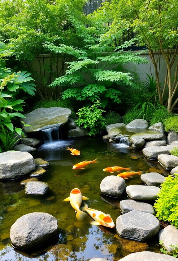 serene water garden features