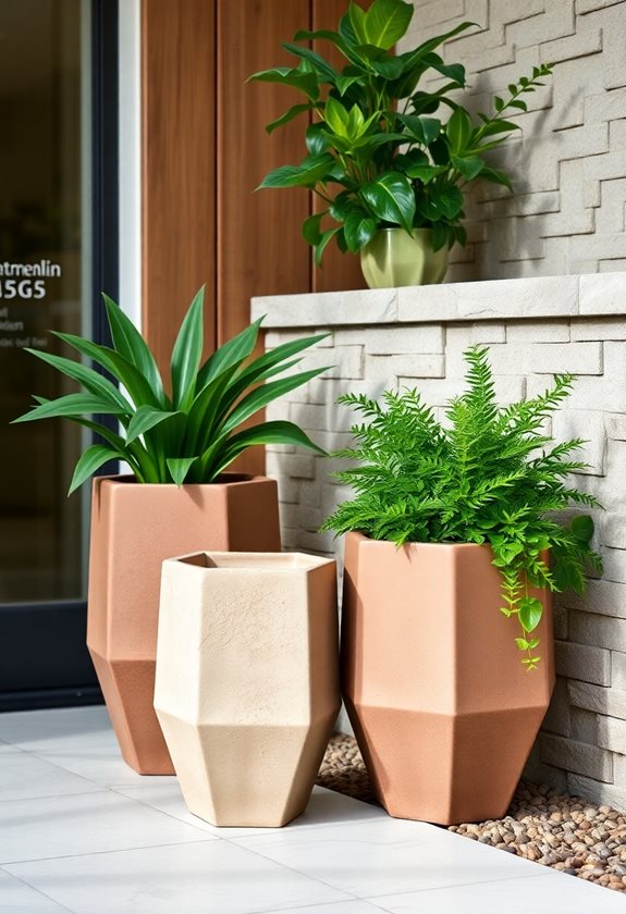 sleek minimalist plant containers