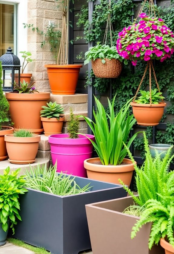 small garden outdoor containers