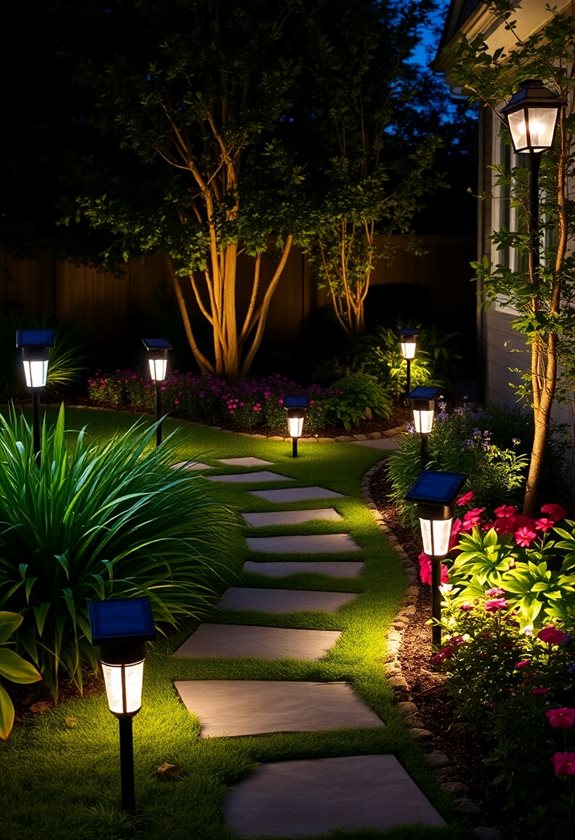 solar lights enhance gardens