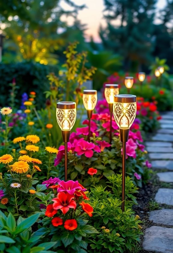 solar lights enhance gardens
