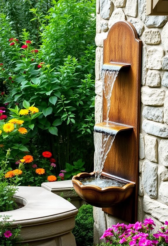 soothing wall mounted garden fountain