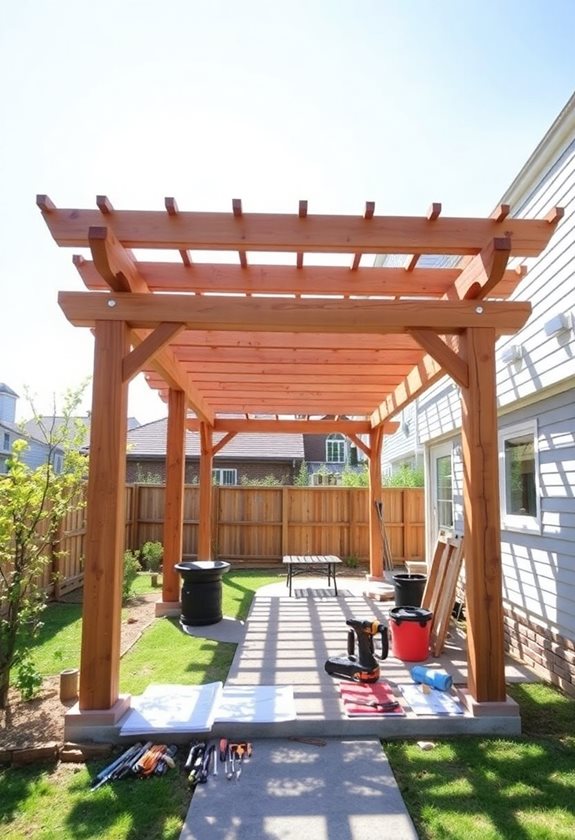 step by step pergola building