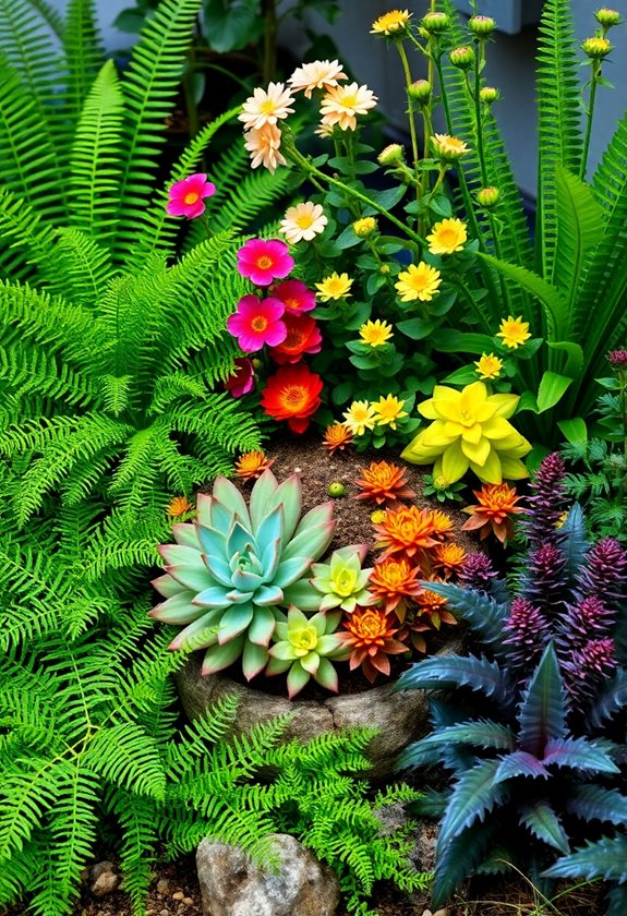 succulents with vibrant companions