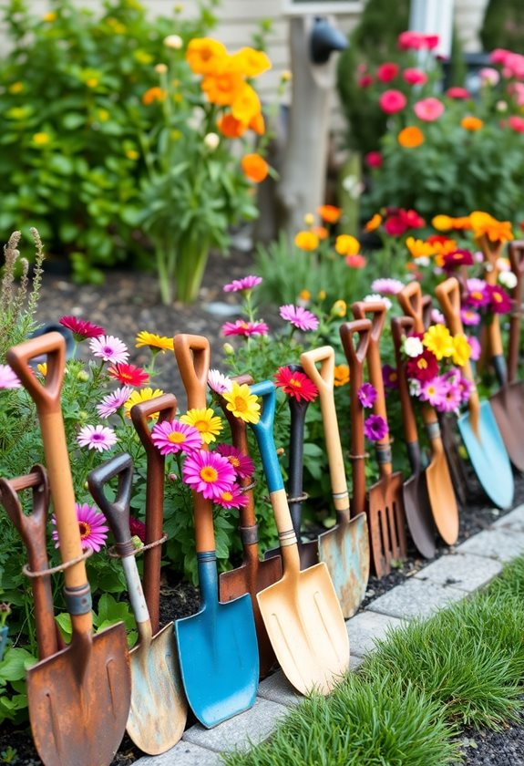 tool themed flower bed border