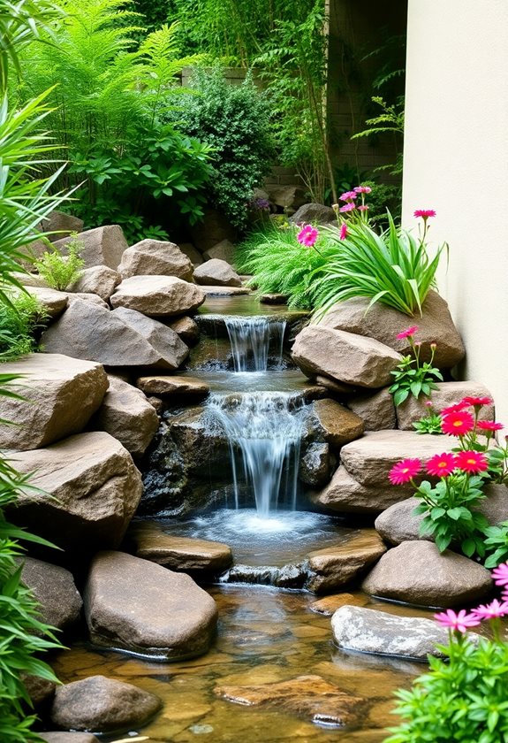 tranquil garden waterfall retreat