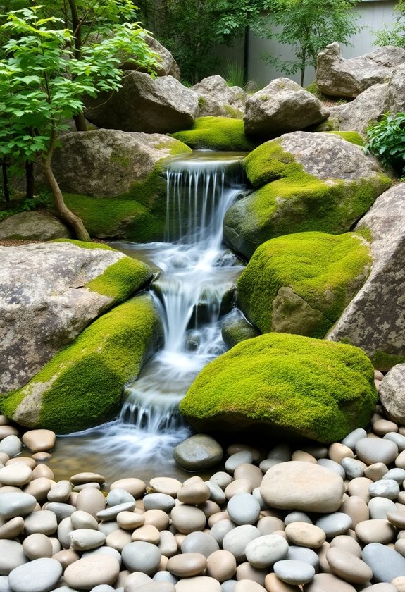 tranquil stone waterfall design