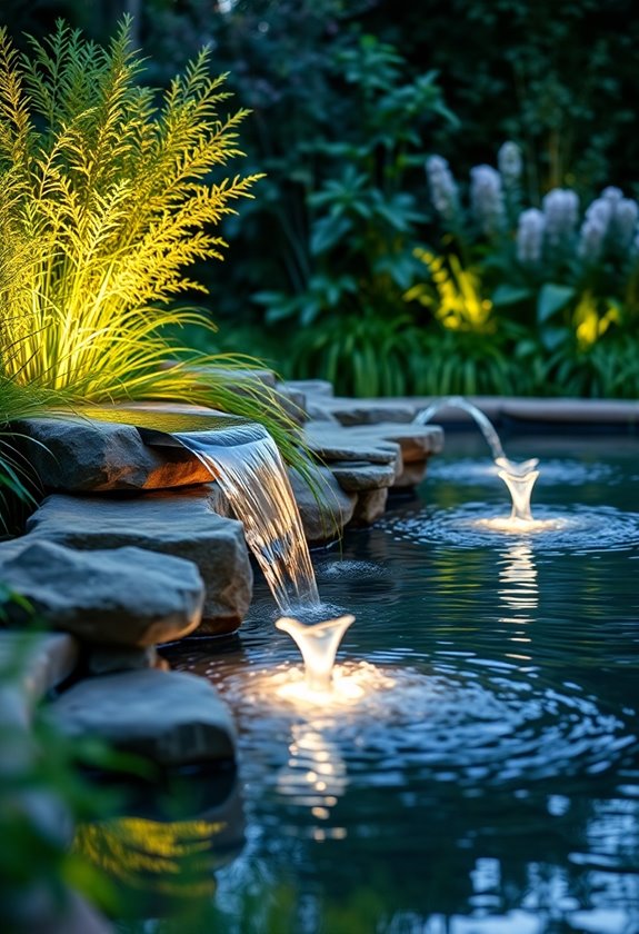 tranquil water feature lighting
