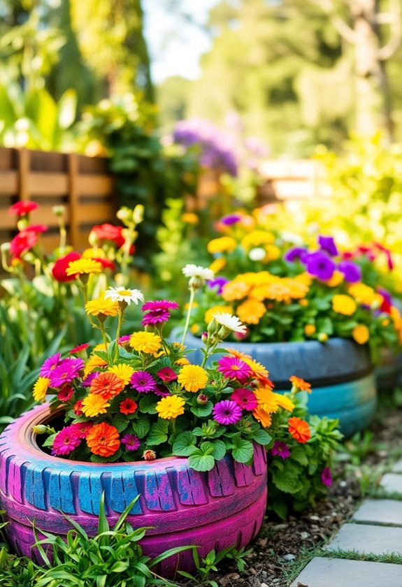 transform tires into planters