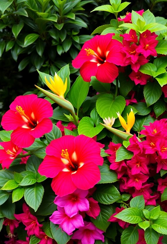 tropical flower garden oasis