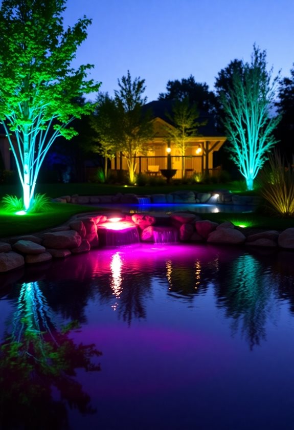 vibrant color changing pond lights