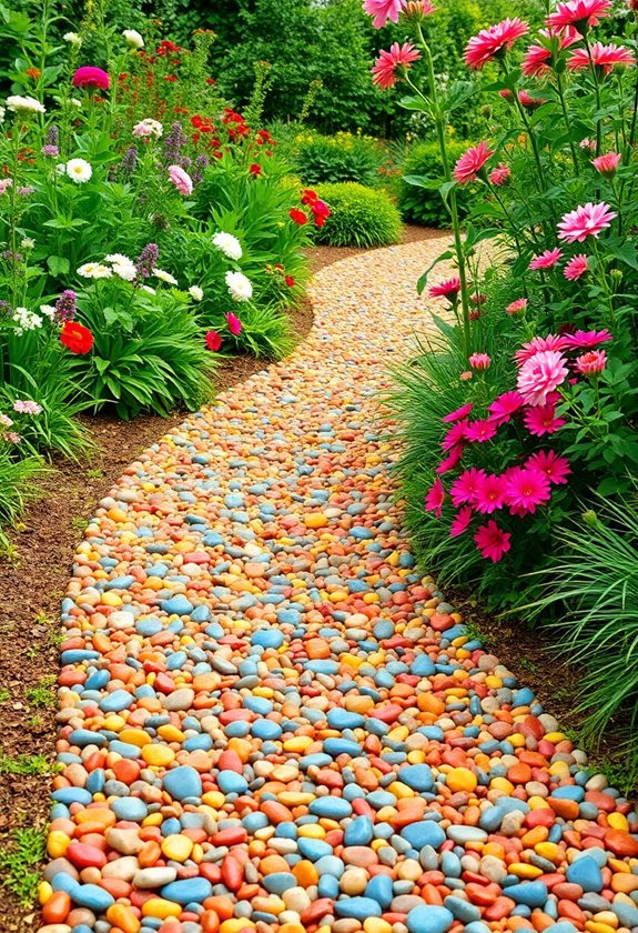 vibrant colored garden pebbles