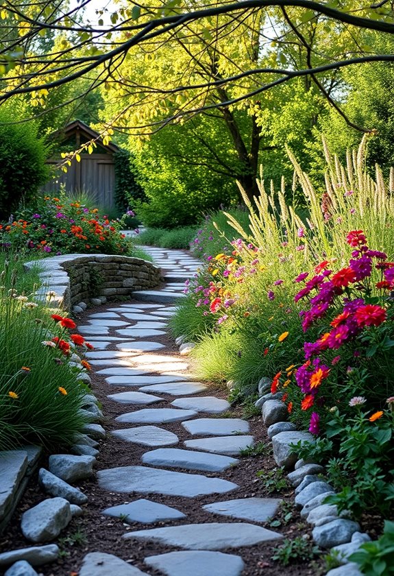 vibrant flowers enhance pathways
