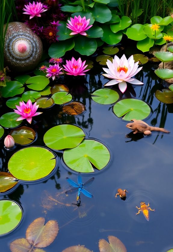 vibrant garden pond ecosystem