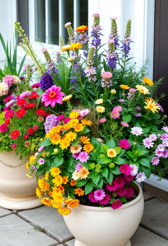 vibrant mixed perennial arrangements