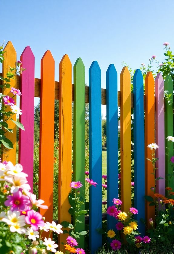 vibrant painted garden slats