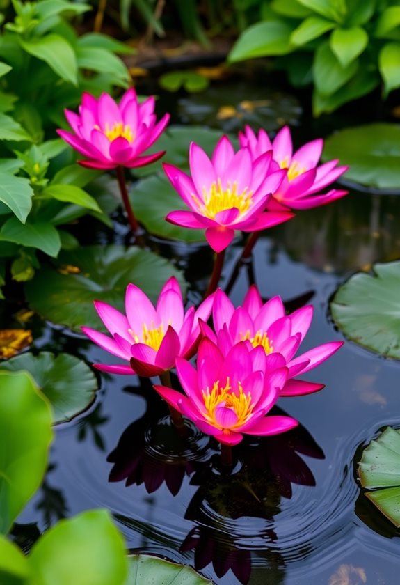 vibrant red water lily