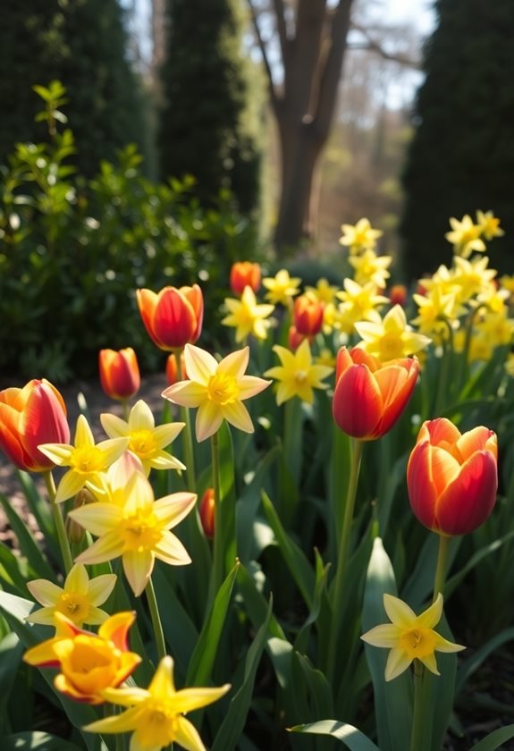 vibrant tulips cheerful daffodils