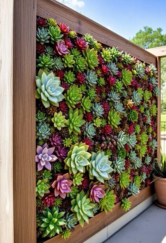 vibrant vertical succulent garden