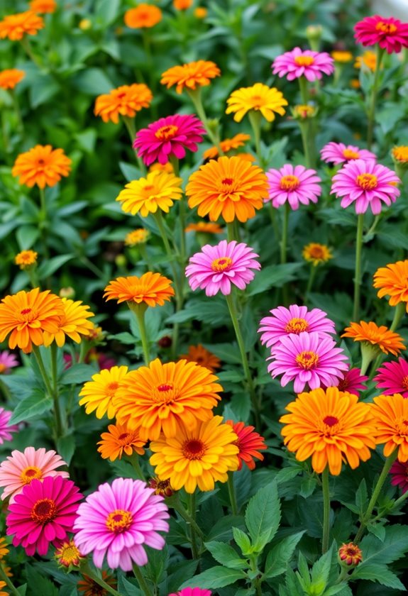 vibrant zinnias attract butterflies