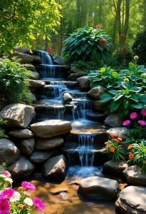 waterfalls enhance garden relaxation