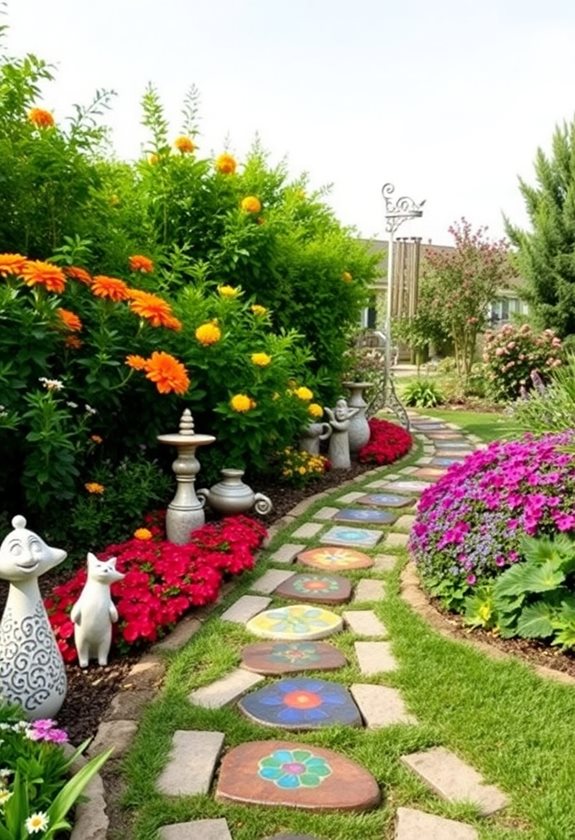 whimsical garden art installation