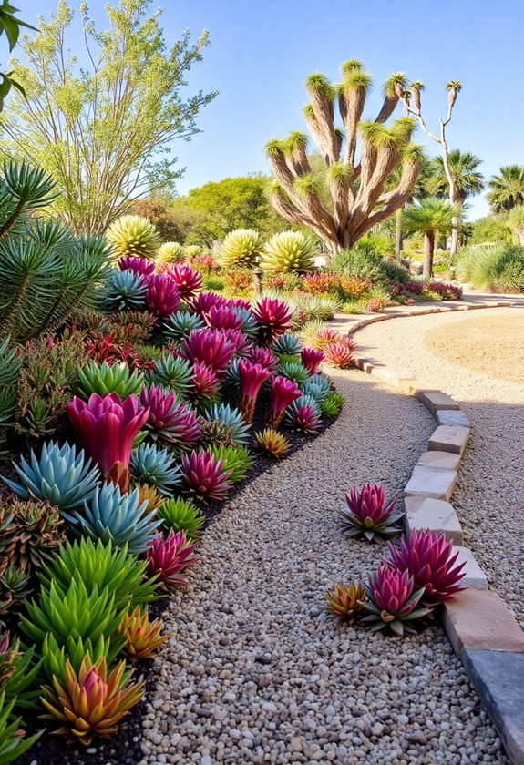 whimsical succulent garden pathway