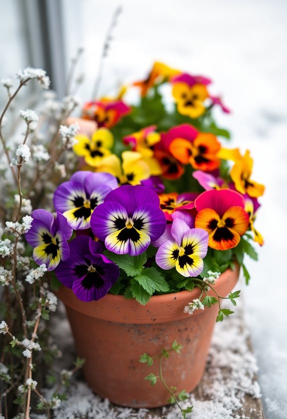 winter blooms with pansies